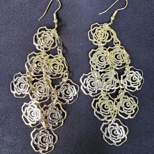 Gold tone Dangle drop hook earing date night jewelry